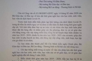 TP.HCM kiến nghị kéo dài thời gian nghỉ học đến hết tháng 3/2020