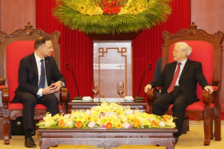 Tổng Bí thư Nguyễn Phú Trọng tiếp Tổng thống Ba Lan Andrzej Duda