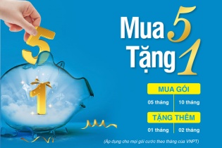 VNPT khuyến mại “Mua 5 tặng 1” cho thuê bao tháng
