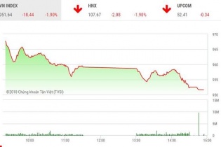 Phiên 15/10: Áp lực bán lan rộng, VN-Index lại rơi mạnh