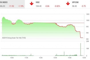 Phiên 30/7: VN-Index lao dốc sau khi áp sát mốc 1.000