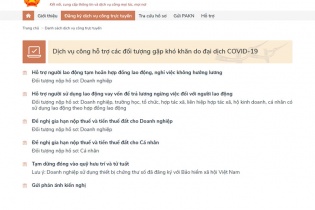 Cổng Dịch vụ công quốc gia cung cấp thêm 6 dịch vụ giải quyết khó khăn do Covid-19