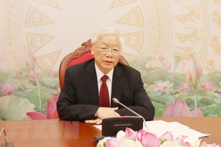 Tổng Bí thư, Chủ tịch nước Nguyễn Phú Trọng điện đàm với Tổng Bí thư, Chủ tịch nước Lào