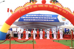 Nam Định: Động thổ giai đoạn 2 đường trục nối vùng kinh tế biển với cao tốc Cầu Giẽ - Ninh Bình