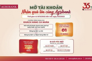Gần 800 cơ hội nhận “Tài Lộc” tại chương trình “Mở tài khoản nhận quà lớn cùng Agrbank”