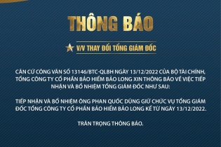 Bảo hiểm Bảo Long thông báo thay đổi Tổng giám đốc