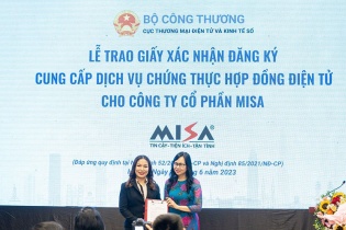 MISA nhận giấy xác nhận cung cấp dịch vụ chứng thực hợp đồng điện tử