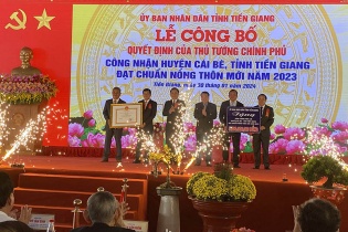 Tiền Giang: Công bố huyện Cái Bè đạt chuẩn nông thôn mới