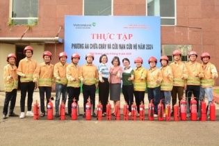 Vietcombank Hải Dương diễn tập phòng cháy chữa cháy và cứu nạn cứu hộ năm 2024
