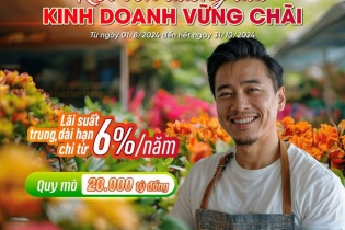 Ưu đãi khách hàng cá nhân vay vốn đầu tư với lãi suất trung, dài hạn chỉ từ 6,0%/năm