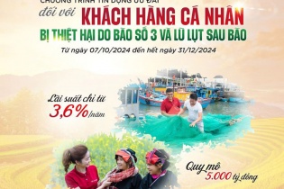 Agribank ưu đãi vay vốn chỉ từ 3,6%/năm đối với khách hàng cá nhân bị thiệt hại do bão số 3