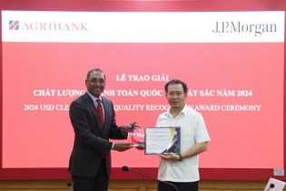 Agribank nhận giải thưởng "Chất lượng Thanh toán quốc tế xuất sắc năm 2024" từ JPMorgan