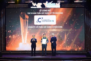 Năm thứ 3 liên tiếp Coteccons đứng đầu bảng xếp hạng "Top 10 Nhà thầu Xây dựng Uy tín"