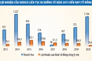 Sudico: Vốn đầu tư bị chôn tại nhiều dự án dang dở, lợi nhuận liên tục suy giảm