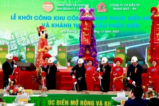 Hải Dương khởi công Khu công nghiệp Phúc Điền mở rộng và khánh thành cầu Phúc Điền	
