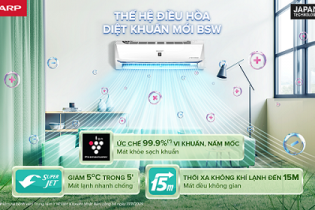 Góp sức giải nhiệt mùa nóng mà khỏe lành, Sharp tung điều hòa diệt khuẩn BSW