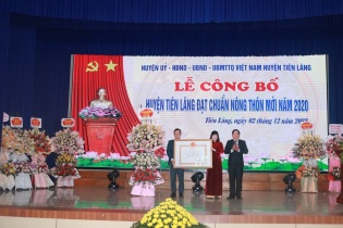 Huyện Tiên Lãng, Hải Phòng đón bằng công nhận huyện đạt chuẩn nông thôn mới