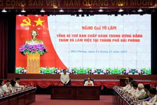 Tổng Bí thư Tô Lâm: Hải Phòng phải phát triển ngang tầm các thành phố tiêu biểu ở Châu Á