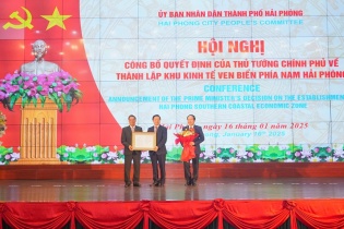 Công bố quyết định thành lập Khu kinh tế ven biển phía Nam Hải Phòng