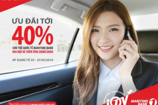 Ưu đãi tới 40% cho chủ thẻ quốc tế Maritime Bank khi đi taxi Uber