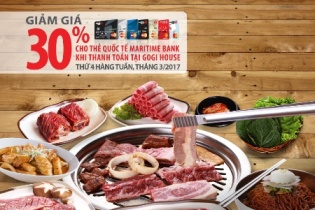 Lần đầu tiên giảm giá trực tiếp trên hóa đơn 30% khi sử dụng thẻ Quốc tế Maritime Bank