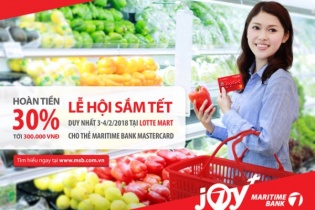 Sắm Tết tiết kiệm 30% giá trị hóa đơn với thẻ Maritime Bank Mastercard