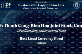  SBT nhận giải thưởng "Thương vụ trái phiếu phát hành bằng đồng nội tệ tốt nhất 2021"