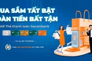 Sacombank hoàn tiền chi tiêu qua thẻ thanh toán