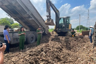 Phát hiện hành vi chôn lấp chất thải công nghiệp tại tỉnh Hưng Yên