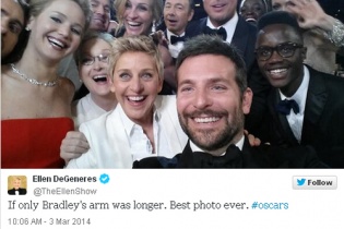 Bức ảnh gây bão tại giải Oscar khiến Twitter chập chờn