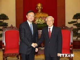 TBT Nguyễn Phú Trọng tiếp UV Quốc vụ Trung Quốc