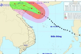 Sáng 19/7, bão Rammasun đổ bộ vào bờ biển Quảng Ninh