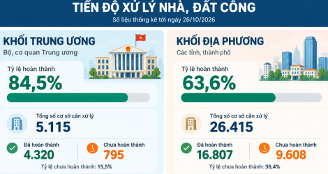 Hơn 10.400 cơ sở nhà, đất công chưa hoàn thành xử lý, TP.HCM mới đạt 5%