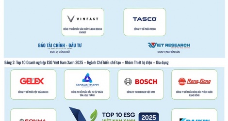 Công bố Top 10 Doanh nghiệp ESG Việt Nam Xanh 2025 ngành Chế biến chế tạo