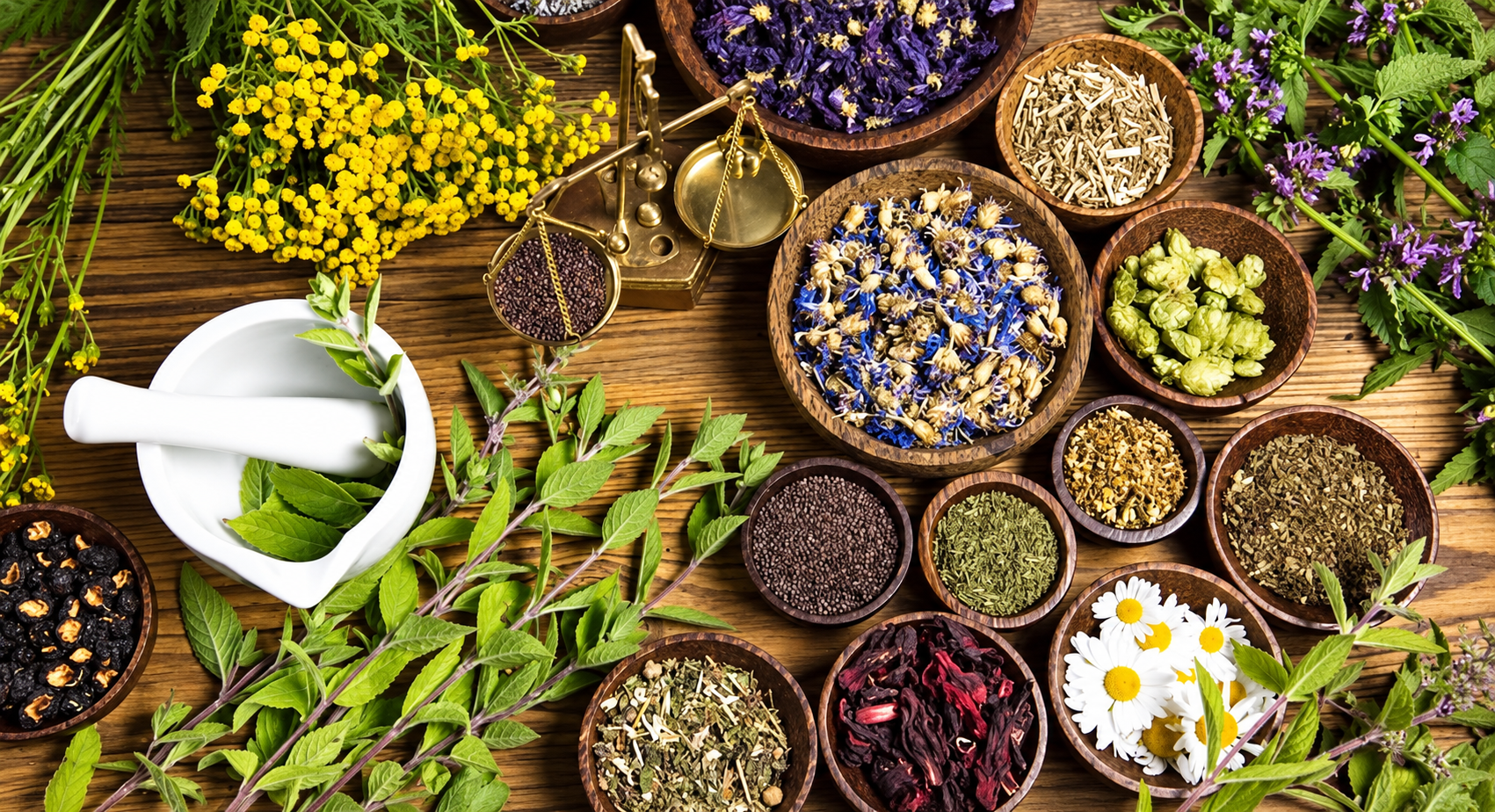 Rustic Herbal Apothecary Flat Lay