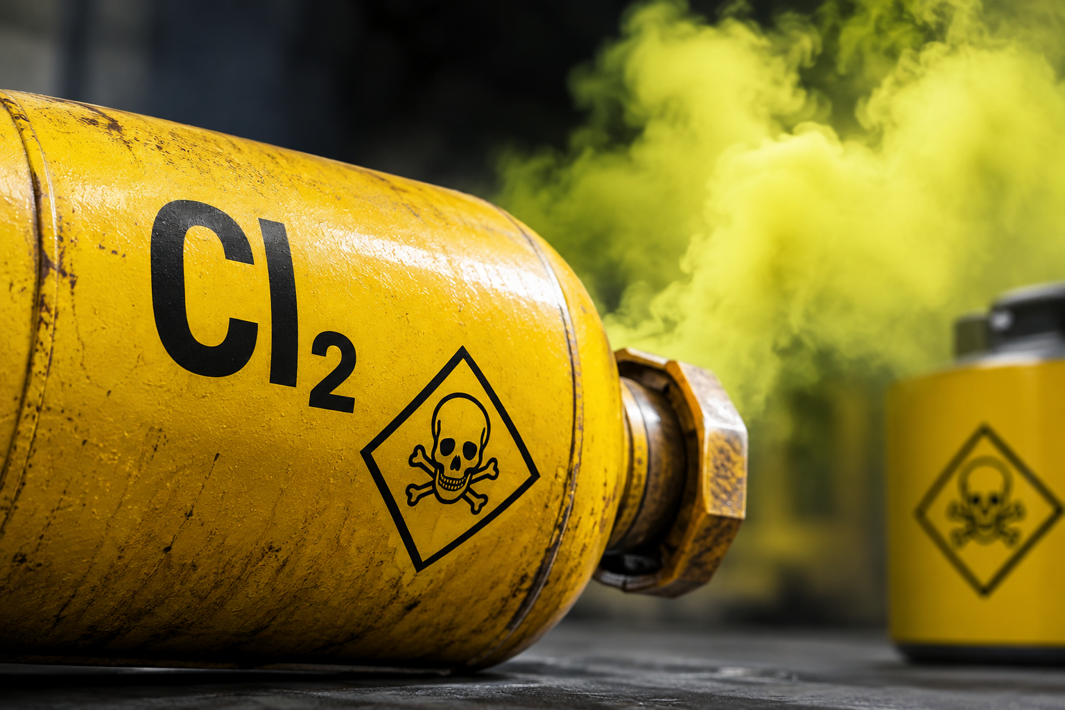 Chlorine Tank Amid Toxic Vapor Chlorine Tank Amid Toxic Vapor