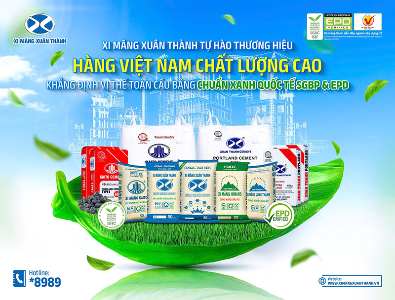 Sản phẩm Xi măng Xu&acirc;n Th&agrave;nh h&agrave;ng Việt Nam chất lượng cao